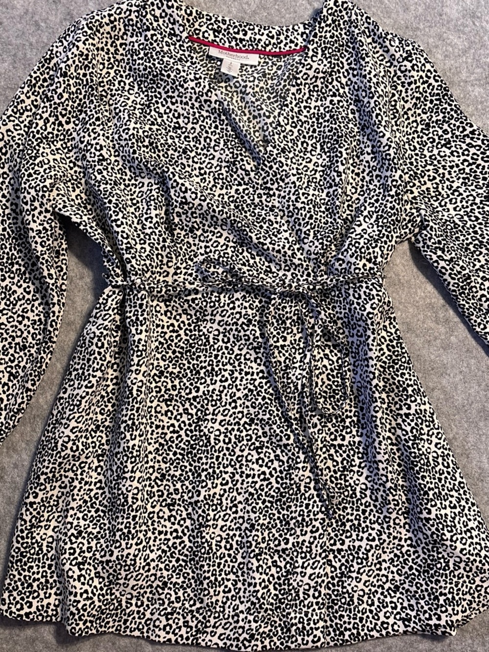 Motherhood Maternity Black & White Leopard Wrap Tie Blouse